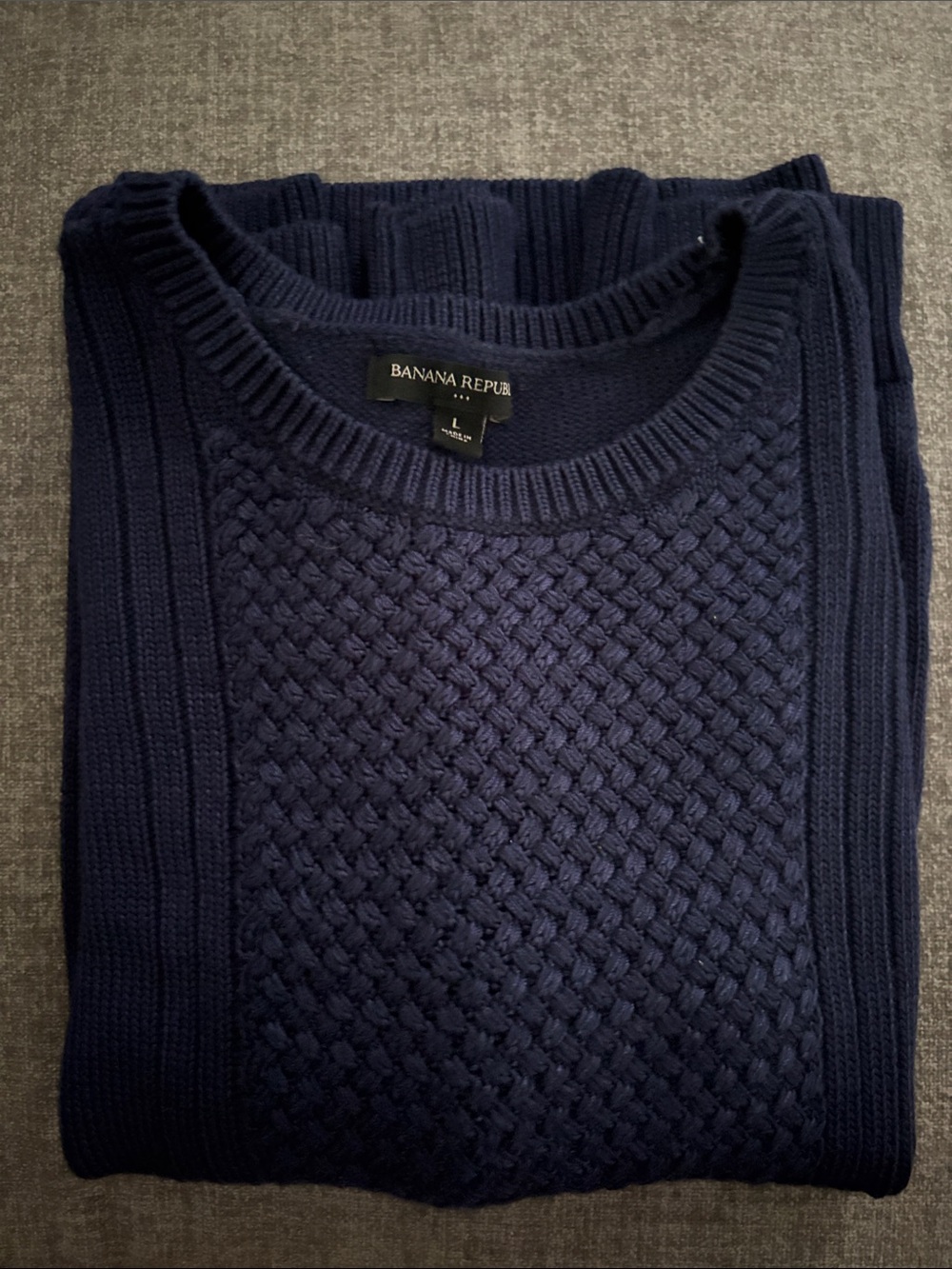 Banana Republic Navy Textured Crewneck Sweater - Women's